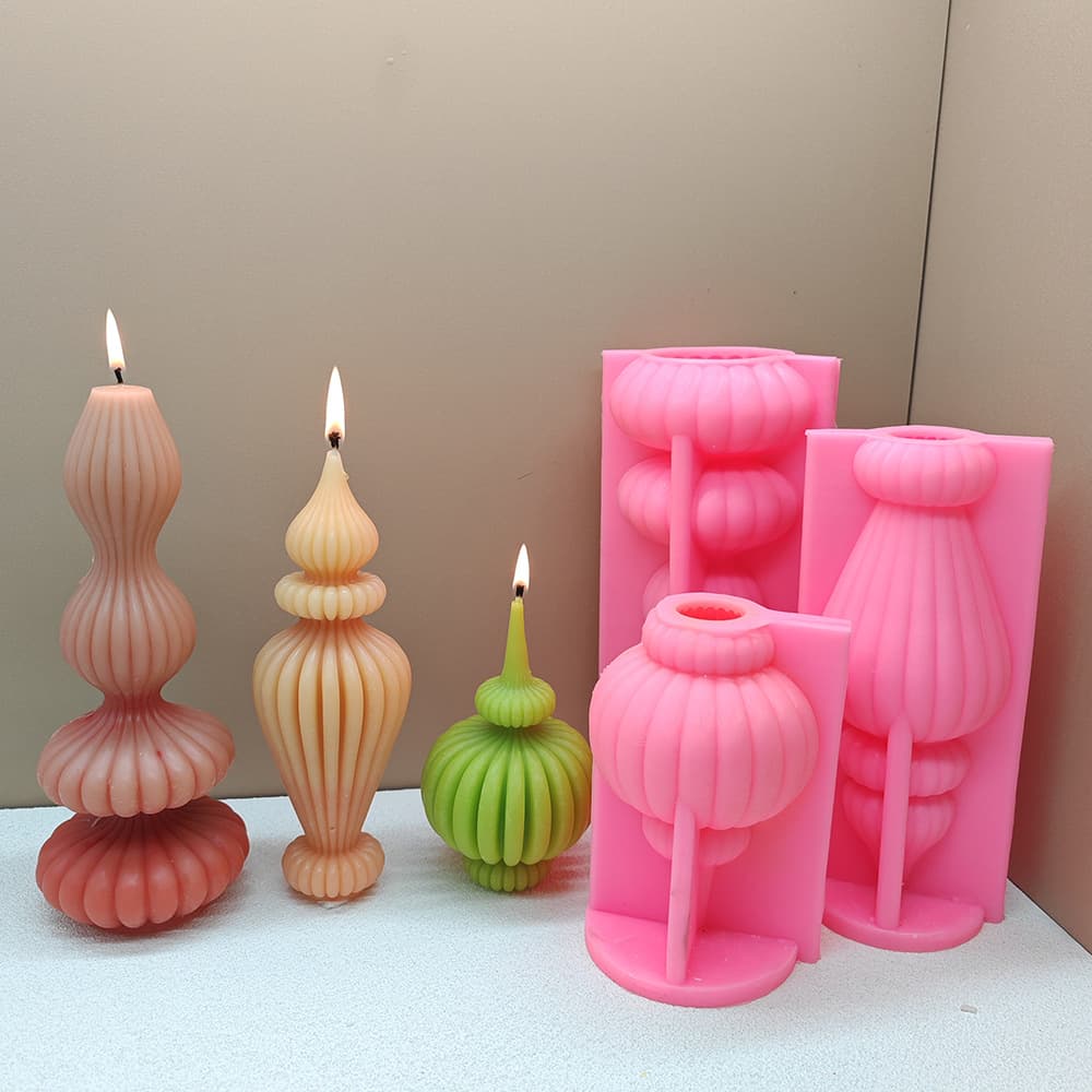 4-Tier Tower Silicone Candle Mold, Line Ball Candle Plaster Jesmonite Decor Abstract Art Mold
