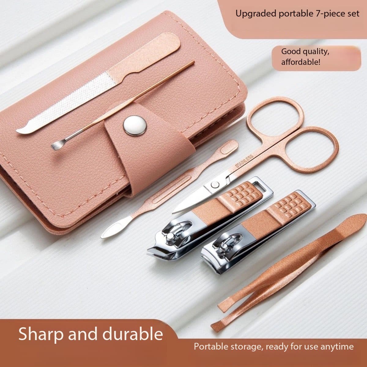 Complete Professional Manicure Tool Set for Beginners 7-Piece Carbon Steel Nail Clipper Home Beauty Kit Carbon Steel