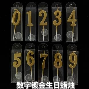 Wholesale Gold-Plated Digital Candles Creative 0-9 Baking Cake Decoration Candles for Children's Birthday Celebration