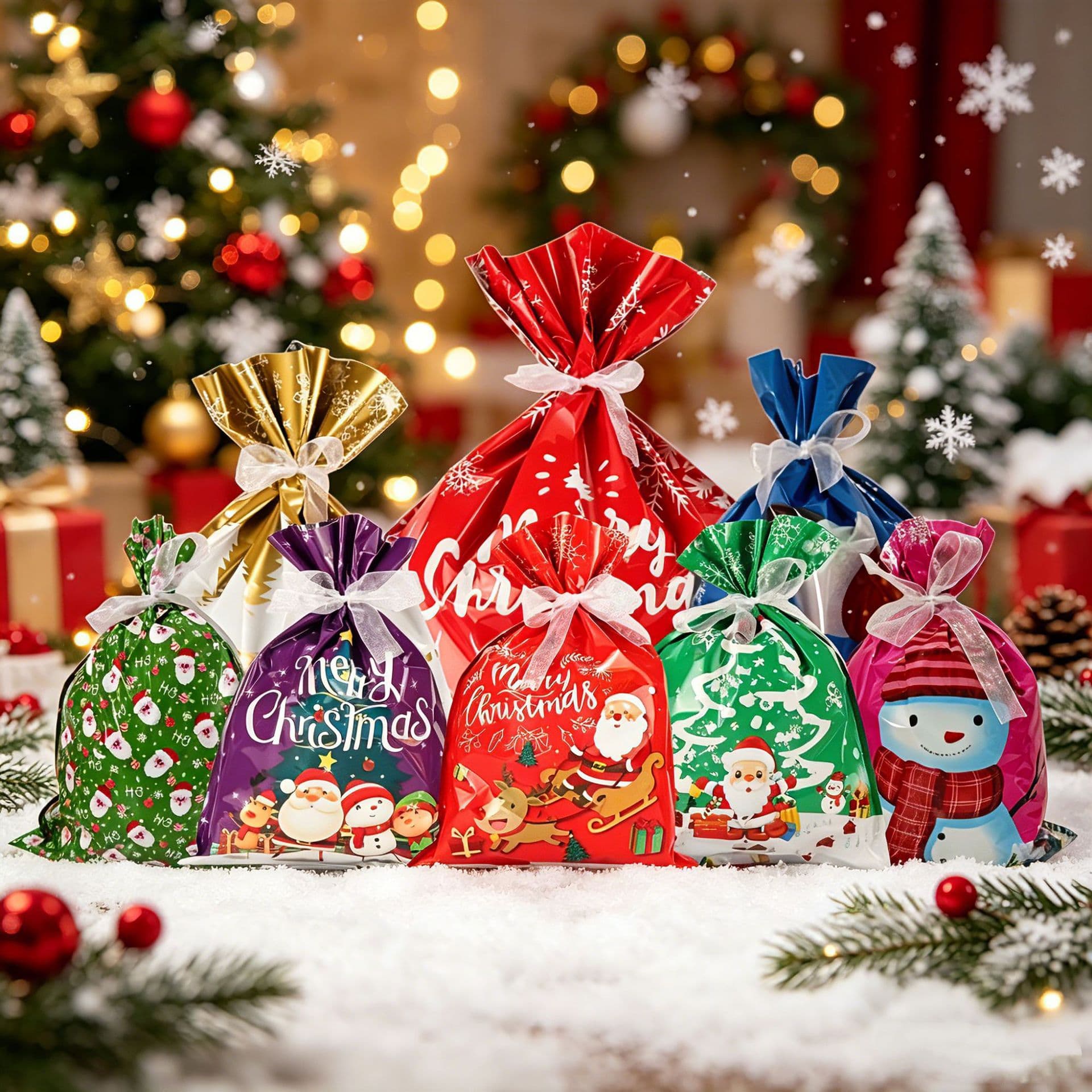 Christmas Gift Bag Cross-border 2026 New Style Party Foil Candy Bag Creative Gift Bag Packaging Set