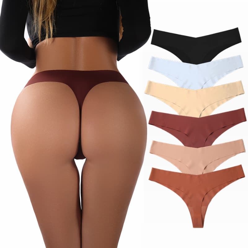 Seamless Ice Silk European and American Sports Fitness Panties, Women's Low-Waist Breathable Invisible Thong, Sexy Casual Cut