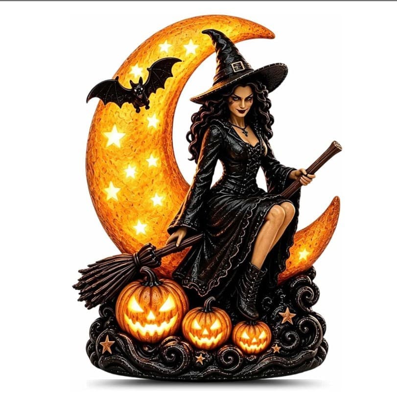Gothic Witch Pumpkin Lantern Night Light