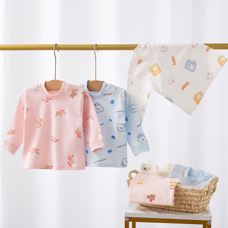 Wholesale Baby Clothes Undershirt Single Piece Underwear Base Top Pure Cotton Category A Seamless Shoulder Snap