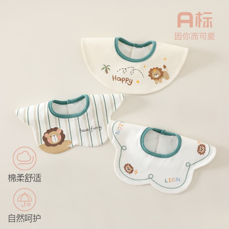 Baby Bib 100% Cotton Newborn Bib TPU Waterproof Baby Drool Bib Cotton Baby Bib