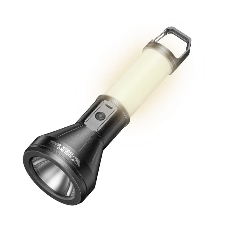 Smiling Shark Fixed Focus Warm White Dual-Light Flashlight Outdoor Portable COB Floodlight Camping Flashlight Hook Design