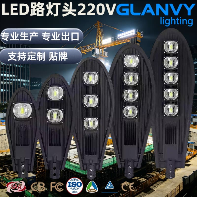 Foreign Trade Wholesale Led Street Light Head, Road Lighting, High Pole Outdoor Street Light, Sword-Shaped Snake-Shaped High-Power Waterproof Ip65