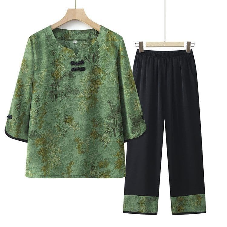 Plus Size Women's Summer Loose Fit 6-Season Mother's Outfit for Middle-Aged and Elderly Women, 80 Styles, Watermelon Red