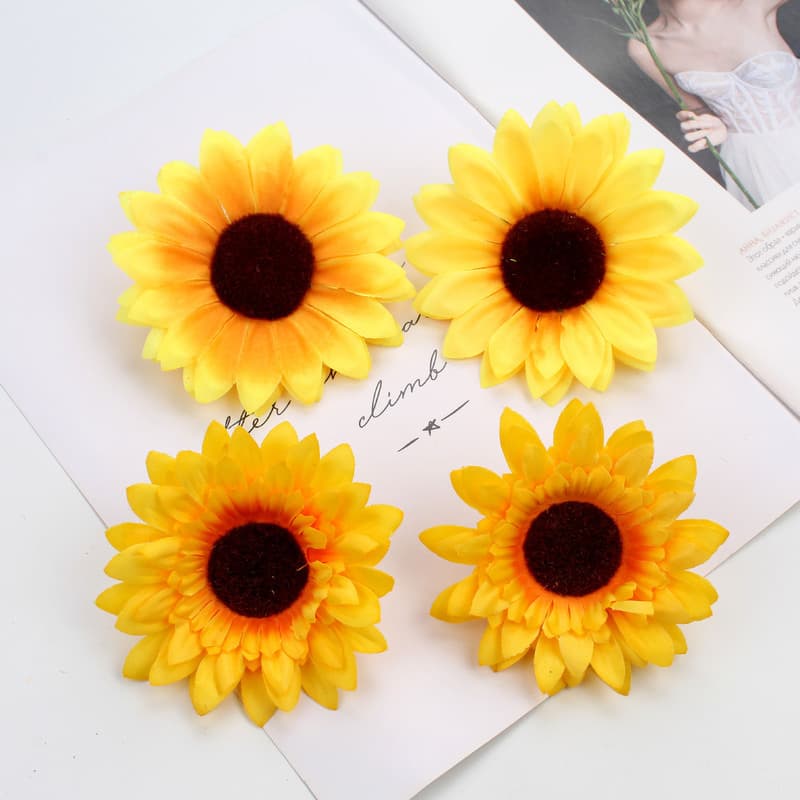 Wholesale DIY multi-specification sunflower head fake flower head sunflower silk flower chrysanthemum DIY fake flower accessories in stock