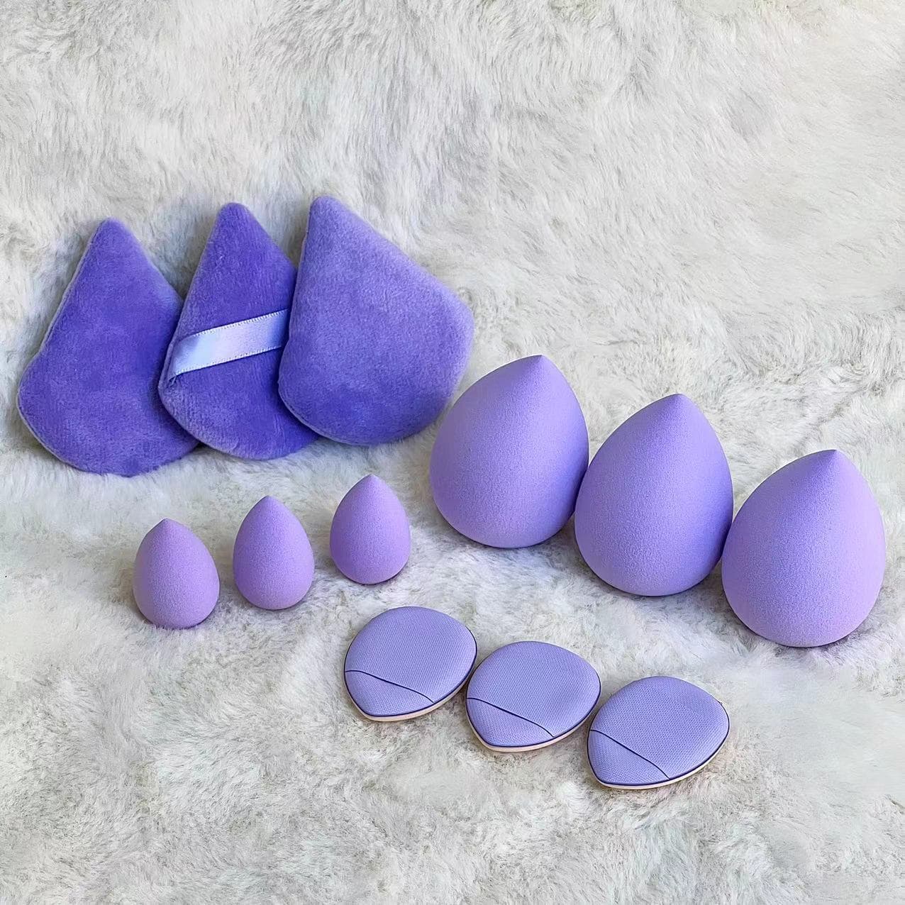 Mini Makeup Sponge Set Solid Color 12 Pieces Finger Tips Cosmetic Egg Highlighting Palette Natural Look Beauty Health