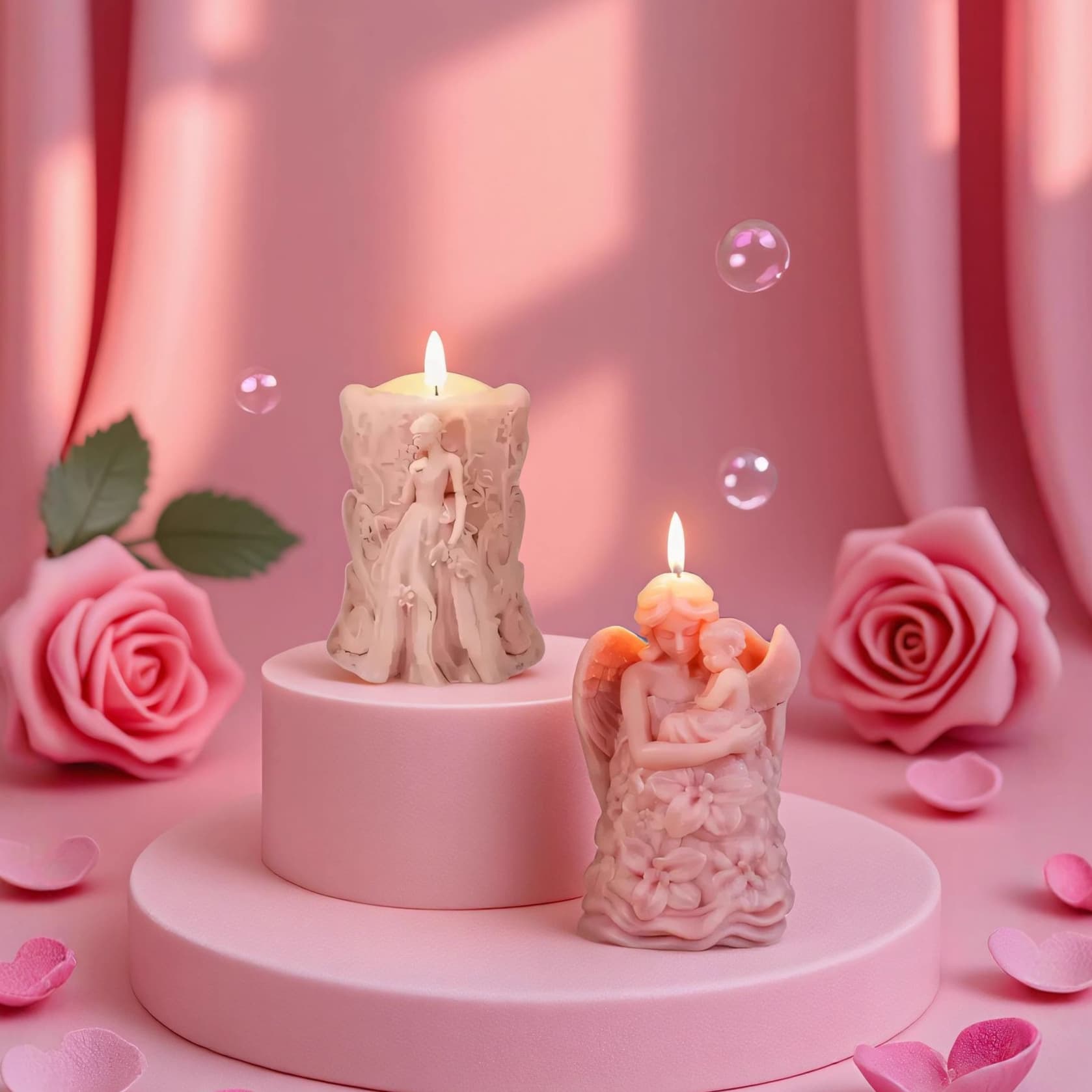 Wenxin Angel and Mother Silicone Mold DIY Creative Angel-Shaped Aromatherapy Candle Mold