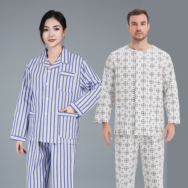 Hospital Patient Gown Wholesale Easy Wear Patient Clothing Nursing Care Cross-border Men's and Women's Hospital Patient Long Sleeve