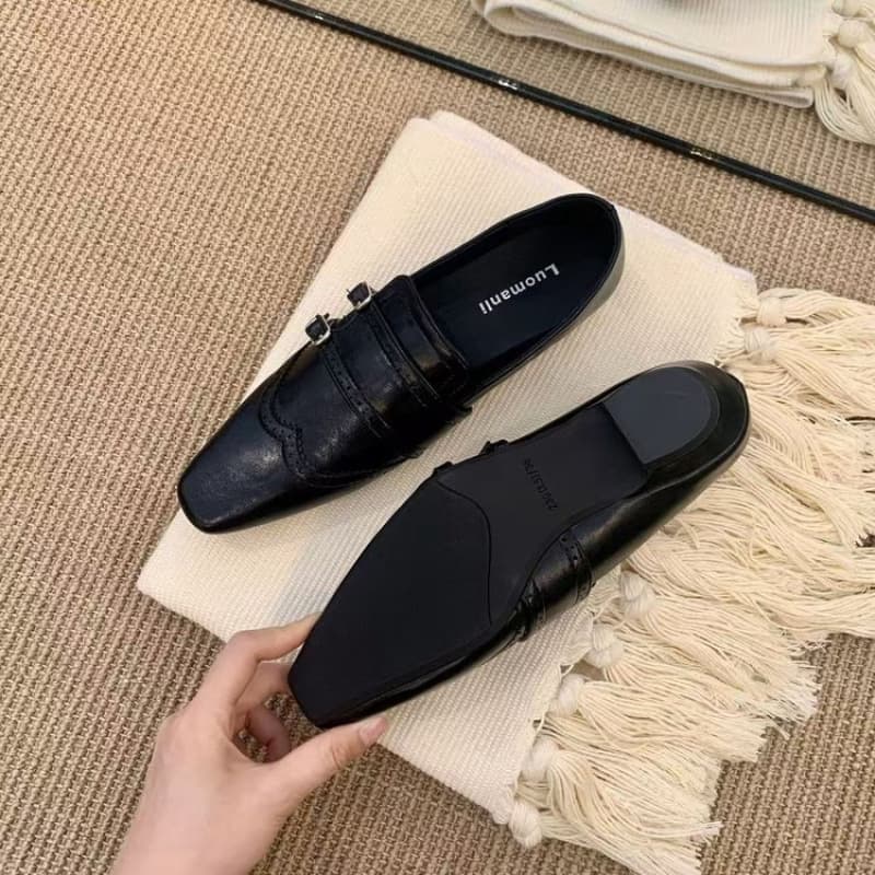 French Brown Fashion Low-Heel Loafers, Korean Women's Shoes, New Spring Autumn Winter Versatile British Leather Shoes