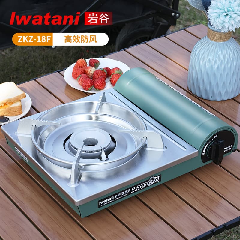 Iwatani ZKZ-18F Portable Gas Stove with High Flame, Windproof Design, and Casual Stove