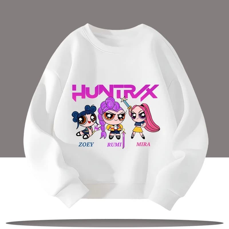 Cross-Border Best-Selling Kids Round Neck Sports Sweatshirt Cute Girls Casual Top Children's Clothing K-Pop Style