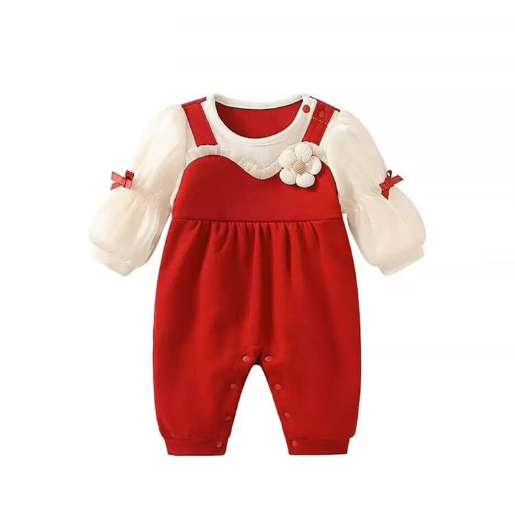 Baby Girl Autumn Outfit, Adorable Princess Romper for Full Moon, 100 Days, 1st Birthday, Crawling, Spring and Fall Outing