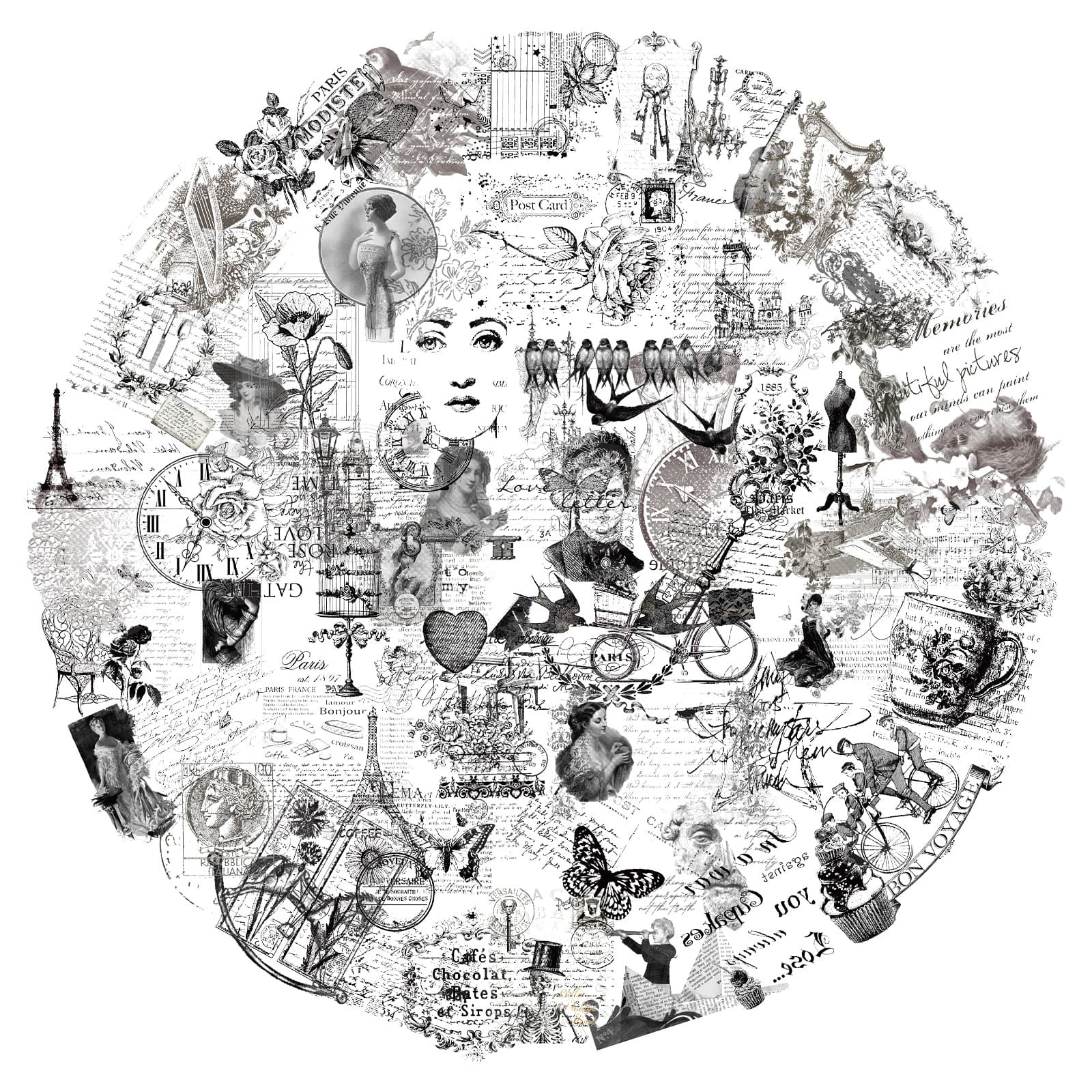 58 Transparent Vintage Stamps Clipart PET Sticker Pack for DIY Journaling
