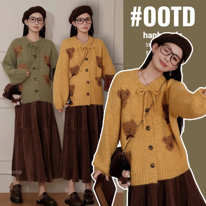 Maternity Wear Autumn/Winter Youthful Fashion Coat 2025 New Arrival Autumn/Winter Sweet Cute Bear Knit Sweater Flattering
