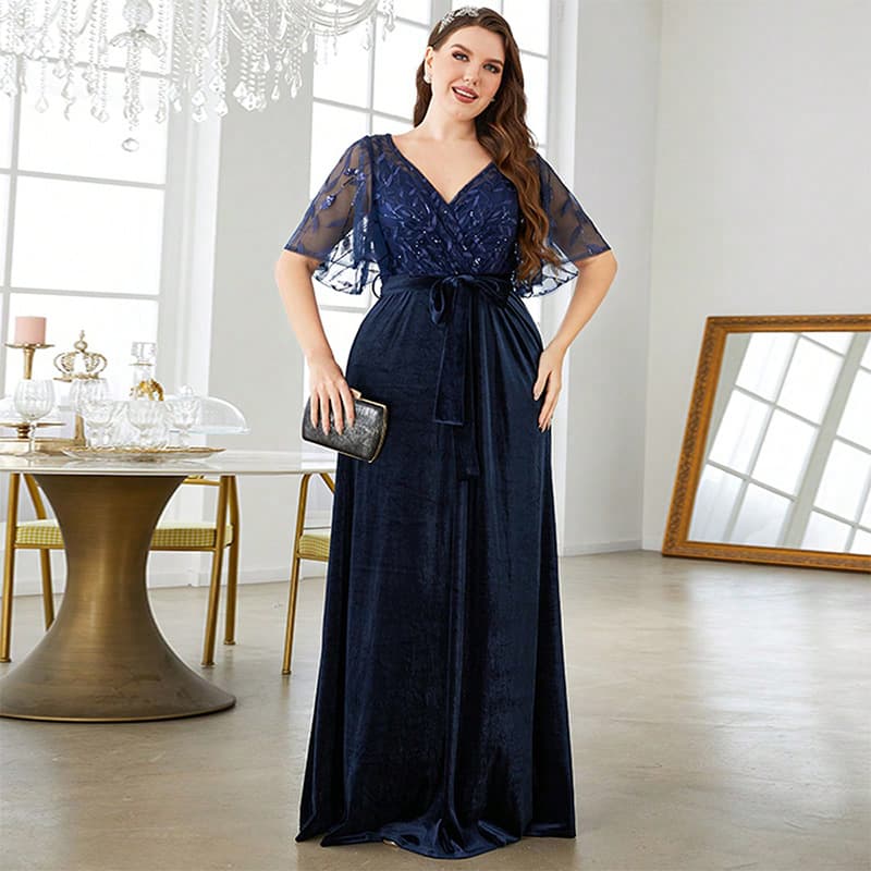 Plus Size Elegant Evening Dress for Women, Party Gown, Banquet Long Dress, Wedding Birthday Dress