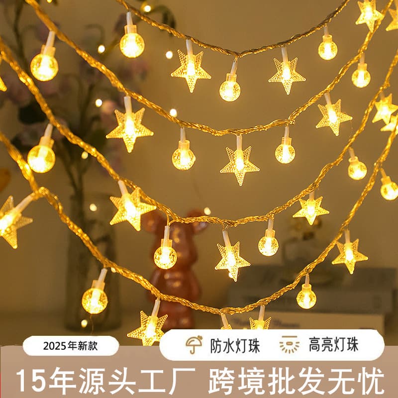 LED String Lights Decorative Solar Star Lights for Outdoor Camping Room Decoration Christmas Holiday Atmosphere