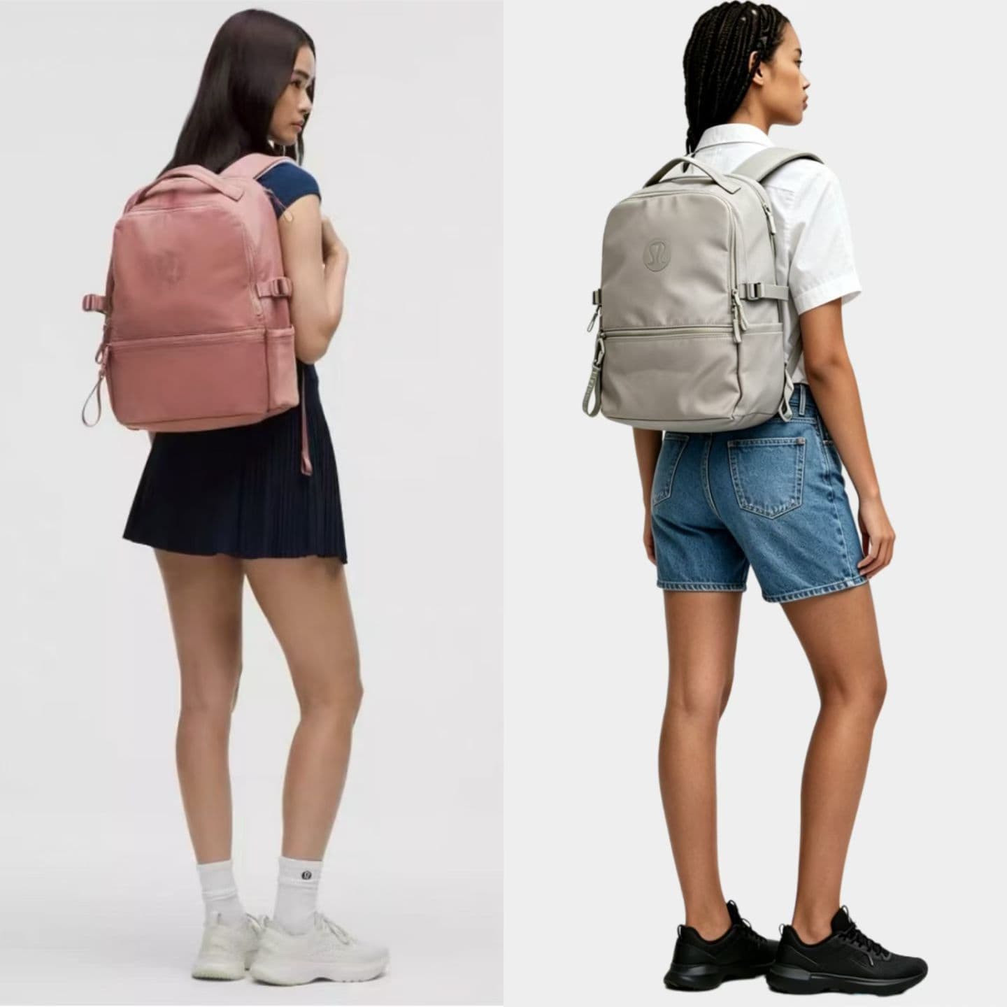 2026 New Lulu-Style Waterproof Nylon Backpack for Women 22L Large Capacity Casual Sports School Bag Simple and Fashionable