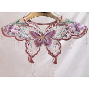 Purple Butterfly Chinese Style Hanfu Cloud Shoulder Women's Flower Embroidery Ancient Costume Lace Fake Collar Cape Ancient Style Yingluo Outer Layer