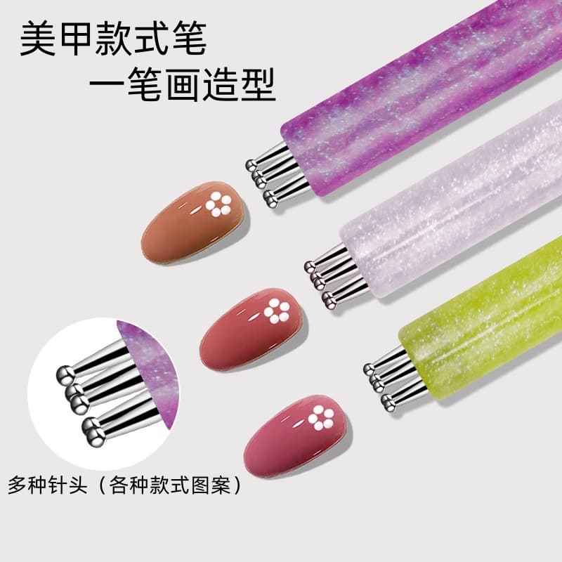New nail art pen, acrylic handle, multi-color selection, one-stroke creation of petal and flower patterns for DIY designs.