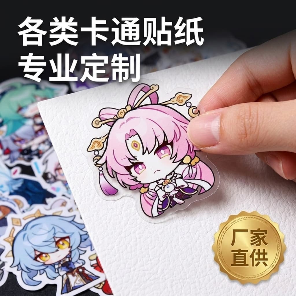 Custom Cartoon Stickers Die-Cut DIY Decals Scrapbook Cheer Waterproof PVC Adhesive Labels LOGO Custom Printing