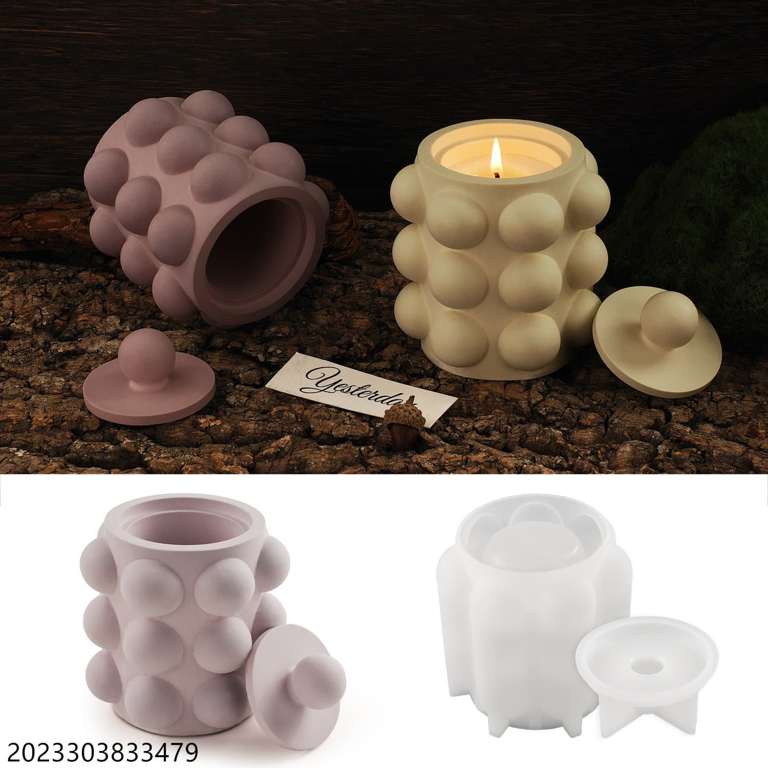diy gypsum cement gypsum candle cup bead cup with lid mirror silicone mold creative ornament