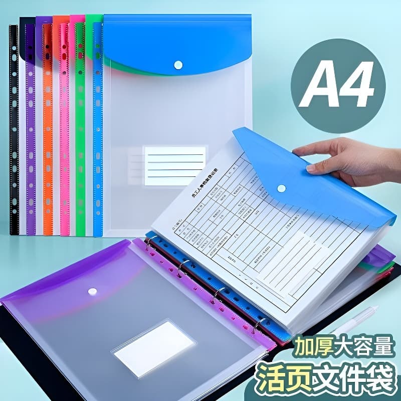 [Exclusive cross-border supply] 11-hole three-dimensional document bag vertical A4 transparent student exam bag storage bag Amazon