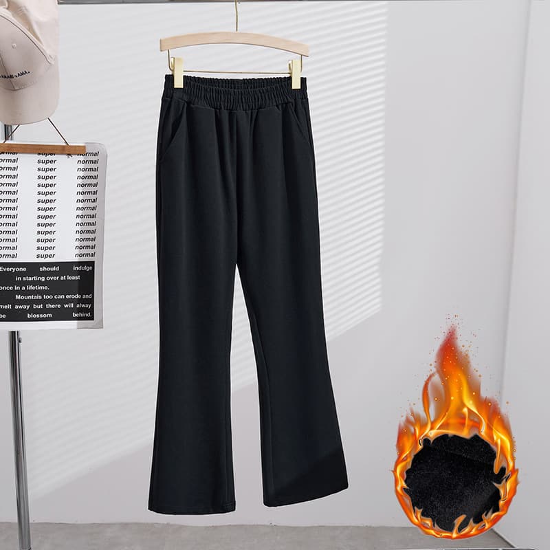 Autumn/Winter New Women's Plus Size Pants, Fleece Lined, Korean Style, Slimming, Extra Wide Flare Pants K6868