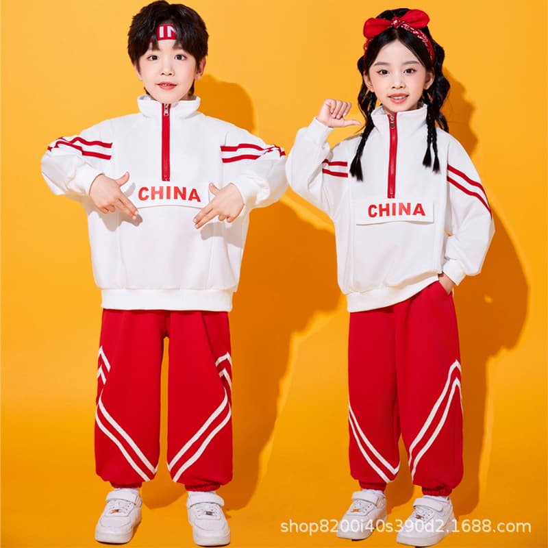 Children's cheerleading performance costumes, primary and secondary school sports meet group performance costumes, Chinese style kindergarten class uniforms