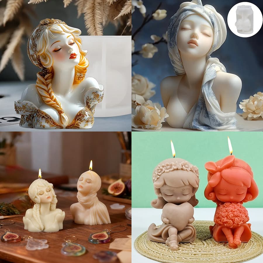 3D Heart-Hugging Girl Candle Silicone Mold Rose Plaster Epoxy Mold Cake