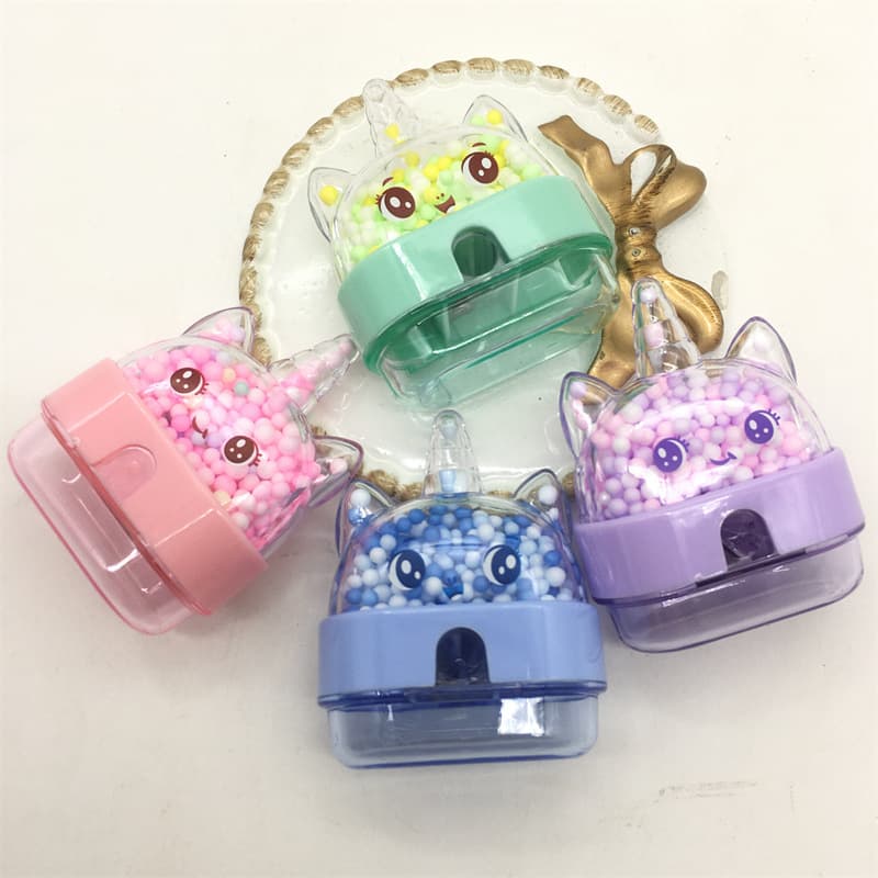 INS Cross-Border Rainbow Foam Bead Quicksand Gradient Unicorn Pencil Sharpener Dreamy Pony Pencil Sharpener Prize