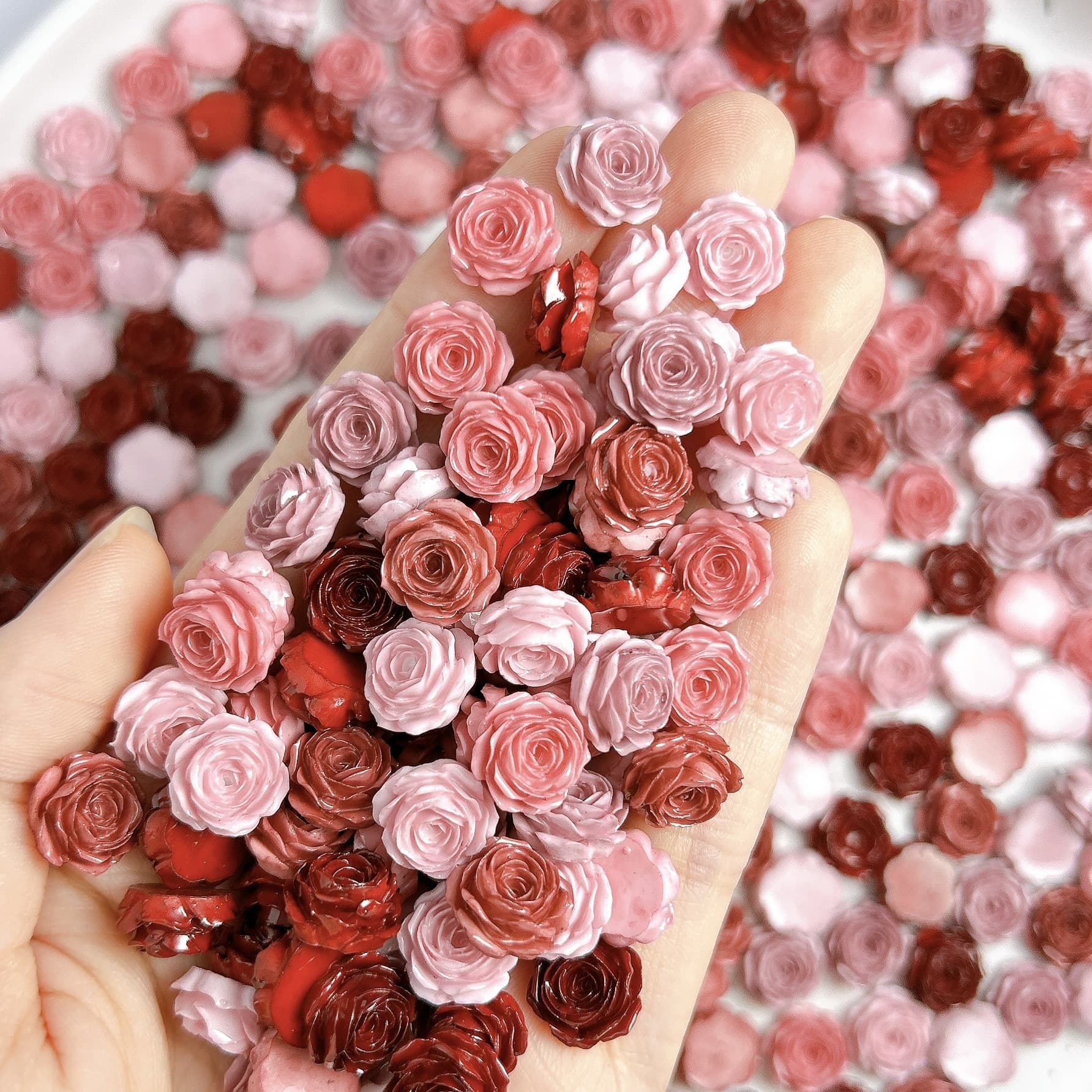 Soft Flower Nail Art Jewelry Dry Beloved Rose Three-Dimensional Resin Matte Flower Flats Nail Decoration