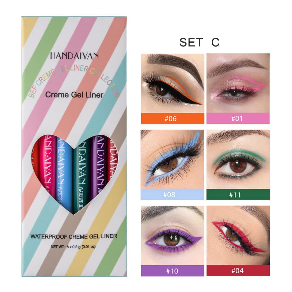 Best-selling 6-Piece Eyeliner Pen Set HANDAIYAN Retractable Waterproof Smudge-proof Colored Eyeliner Gel Pencil Kit