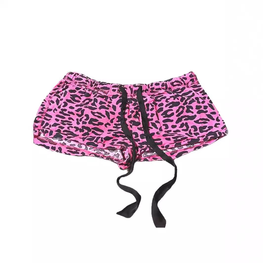 Y2K summer casual black printed rose red comfortable elastic waist sports shorts women's clothing