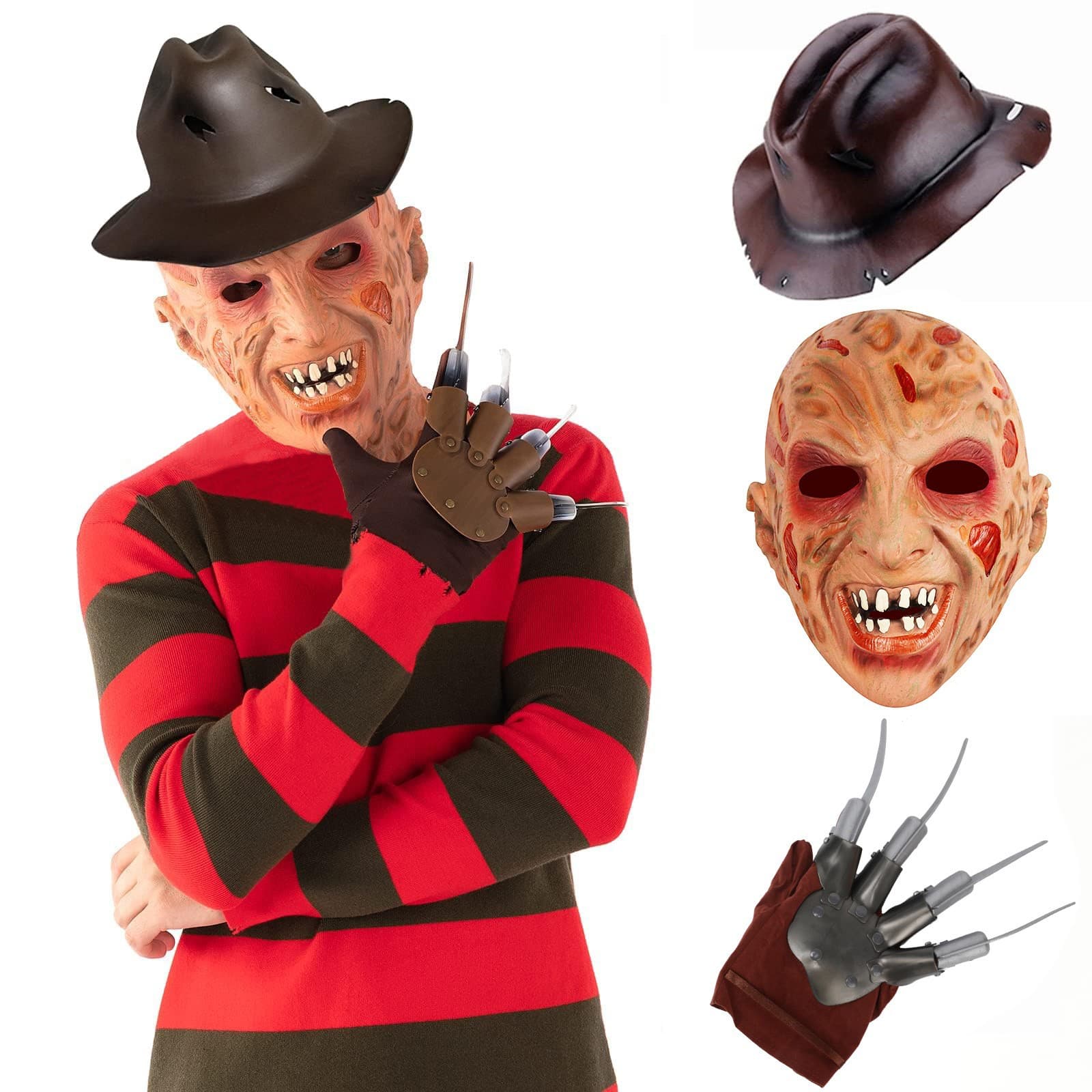 Halloween New Jason Freddy Mask Headgear Freddy Gloves Horror Latex Mask