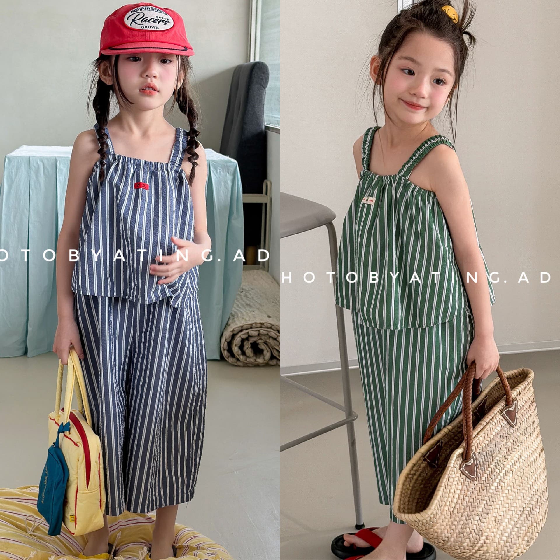 Huzhou Zhili children's clothing girls Korean style summer suspenders jumpsuit summer jumpsuit wide leg cropped pants 7275