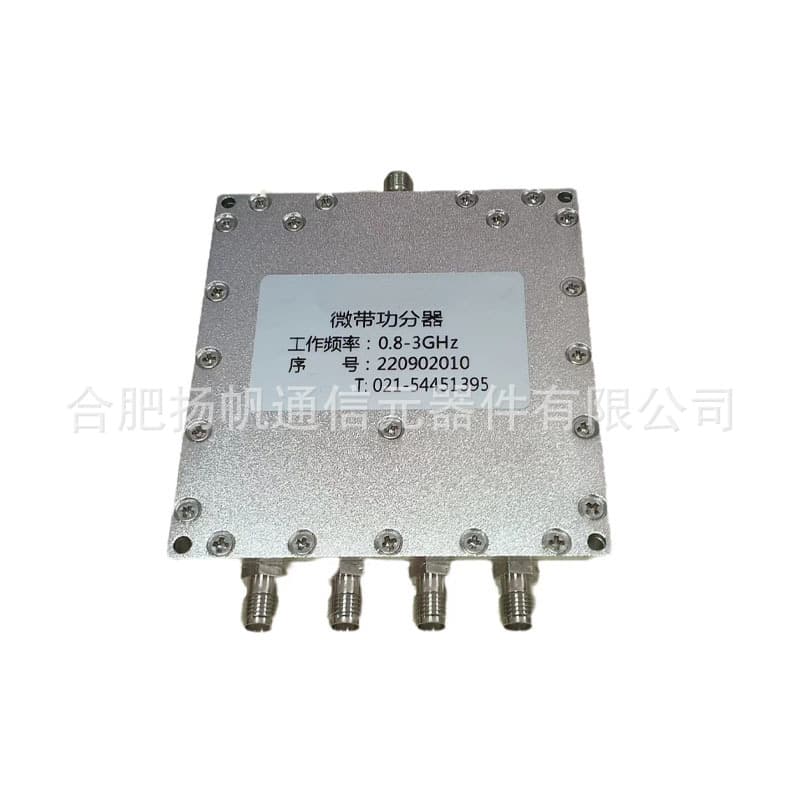 800-3000MHz 30W 7.4dB Insertion Loss Low VSWR 4-way Power Divider SMA Female Interface