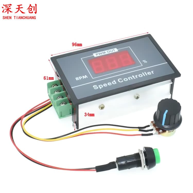 Digital Display PWM DC Motor Speed Controller 6V 12V 24V 48V Stepless Speed Control Switch with Display Case