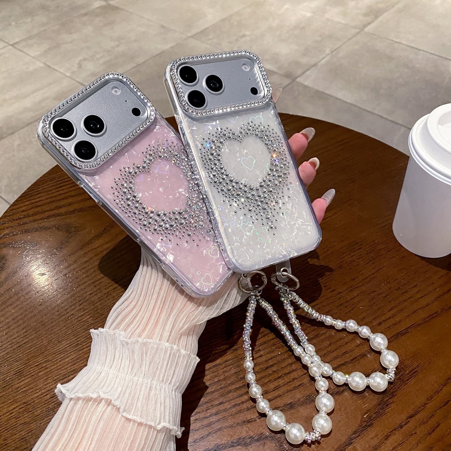 Cross-border Compatible with Xiaomi 17T Pro Shell Pattern Phone Case Redmi 17 Heart Rhinestone Poco M8 Large Lens Frame Bracelet