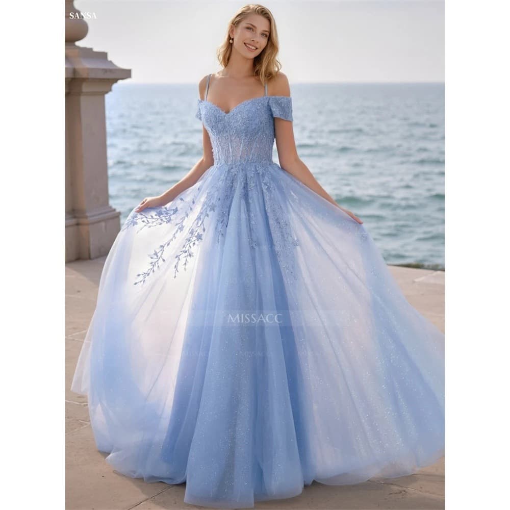 AliExpress Tulle Evening Gown Ball 2026 New Sequin Lace Off-Shoulder Long Party Dress