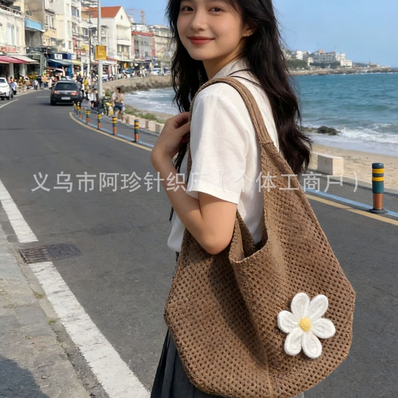 Lazy Beach Travel Straw Bag, High-End Shoulder Bag for Women, Woven Tote Bag, Large Capacity
