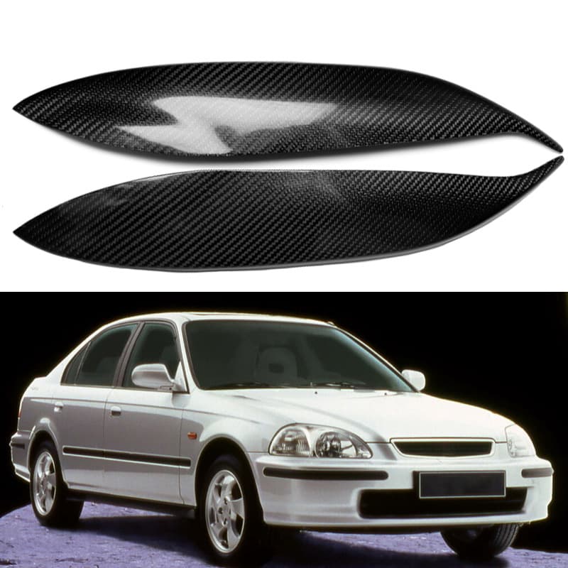 Real Carbon Fiber Headlight Eyebrow Trim for 1996-1998 Honda Civic Exterior Car Decoration