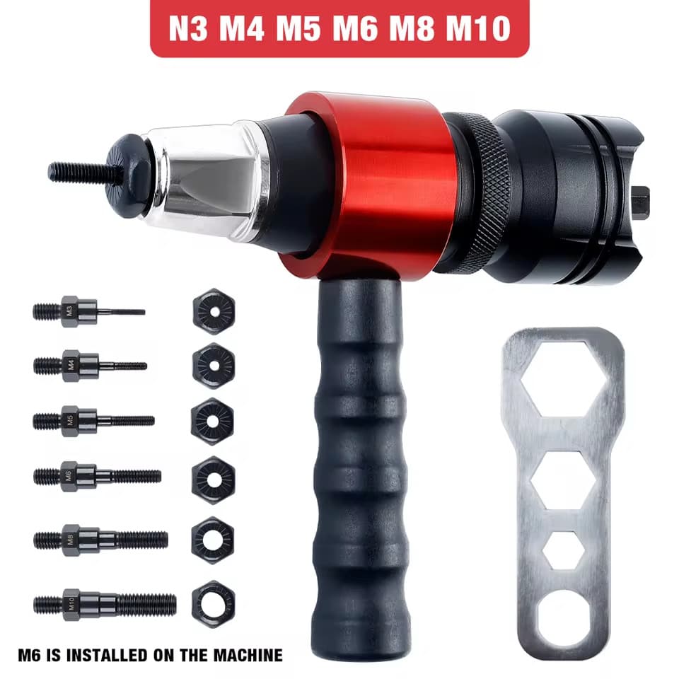 M3-M10 Electric Rivet Gun Automatic Riveting Gun Nut Gun Electric Ram Gun Converter Head Pull Rivet Gun