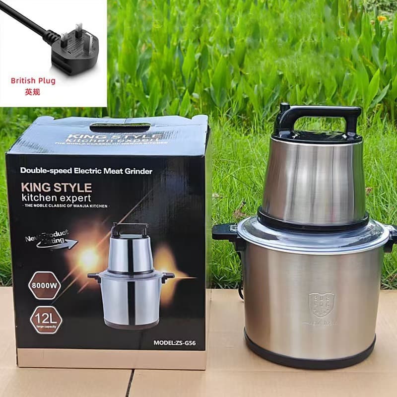 6-8L Stainless Steel Large Capacity Meat Grinder Home Commercial Electric Food Processor Mixer Stuffing Machine Cross-border Wholesale
