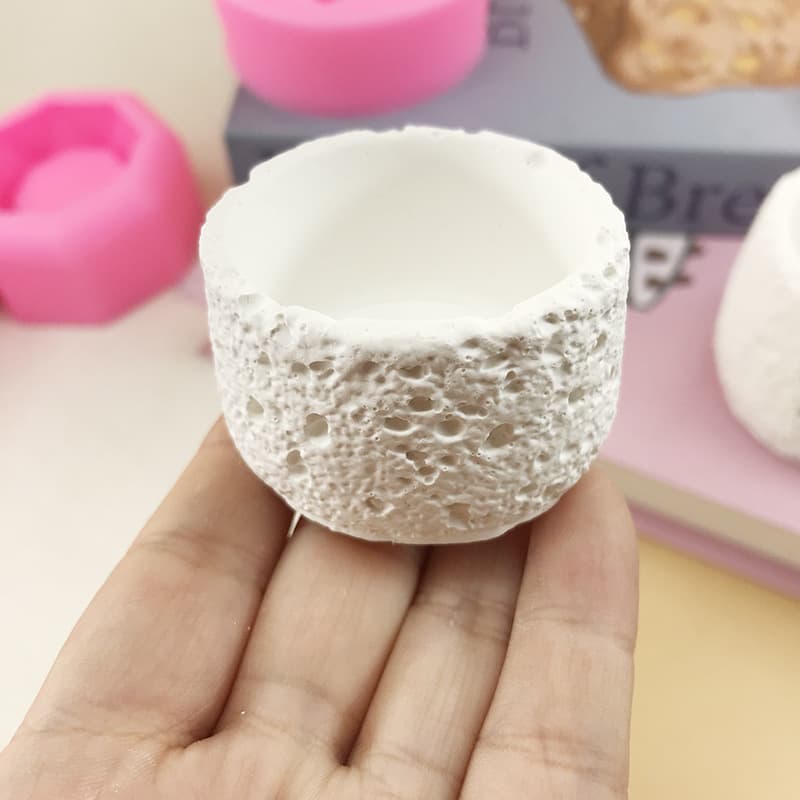Aromatherapy Candle Cup Silicone Mold, DIY Geometric Line Ashtray Flower Pot, Easy Release Plaster Candle Mold