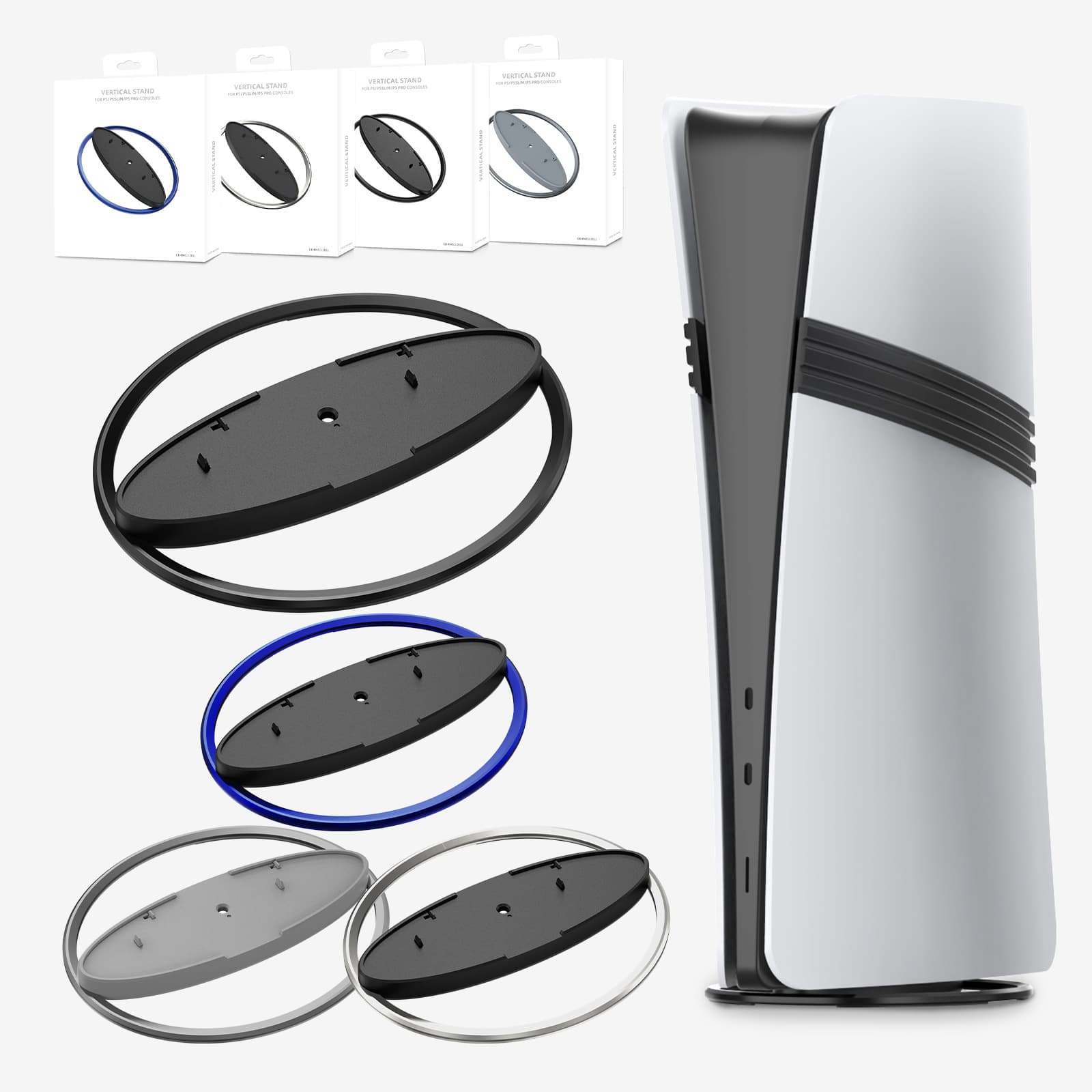 Vertical Stand for PS5 / PRO / Slim Gaming Console, PS5 Series Metal Round Base Stand