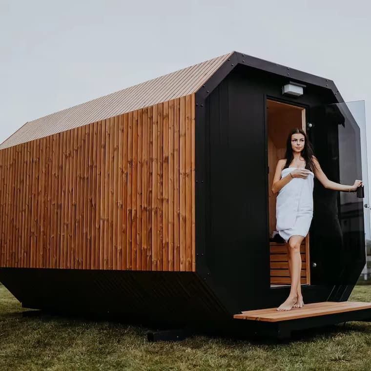 Cedar Wood Sauna Barrel for 6 People, Wood-fired Heat Treatment, Outdoor Sauna for Villas