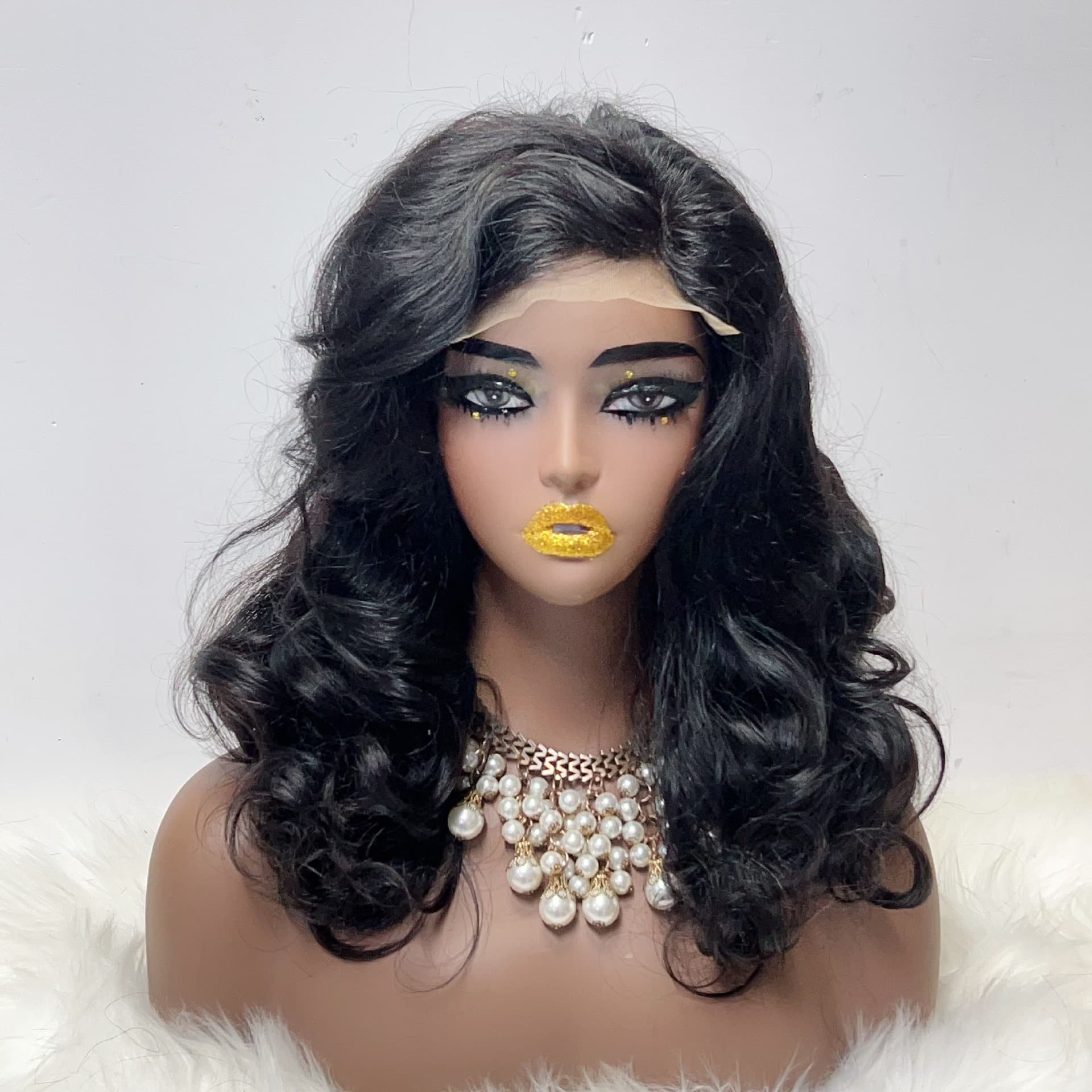 European and American 5X5 Loose Bouncy Curly Human Hair Wigs Bob